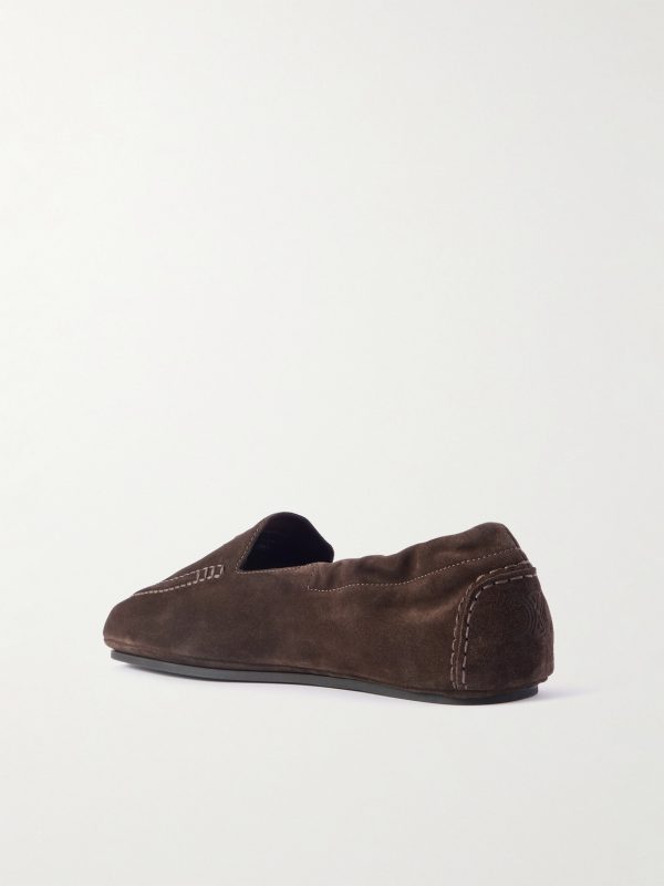 Logo-Appliquéd Suede Loafers - BK Logo-Appliquéd Suede Loafers - BK