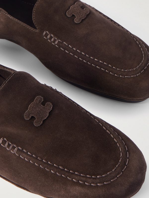 Logo-Appliquéd Suede Loafers - CU Logo-Appliquéd Suede Loafers - CU