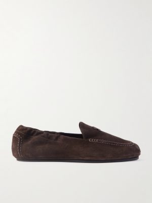 Logo-Appliquéd Suede Loafers Logo-Appliquéd Suede Loafers