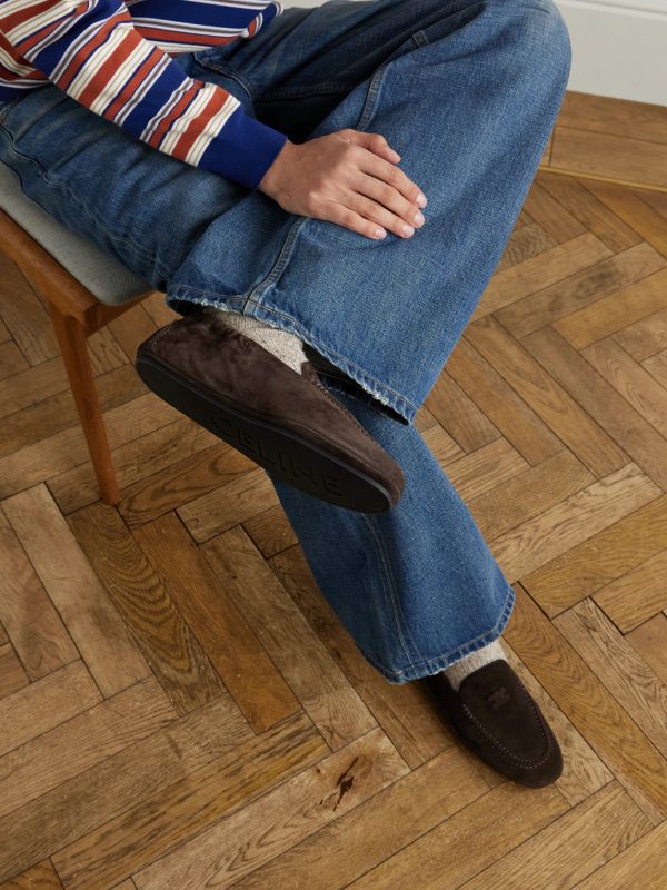 Logo-Appliquéd Suede Loafers - OU Logo-Appliquéd Suede Loafers - OU