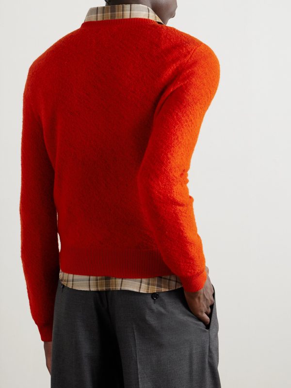 Logo-Embroidered Open-Knit Wool Sweater - BK