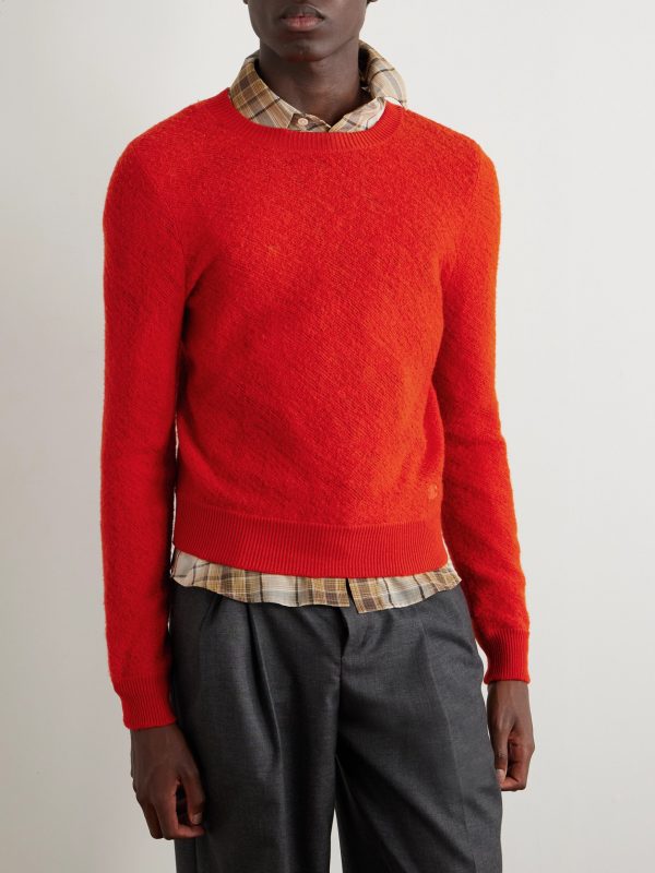 Logo-Embroidered Open-Knit Wool Sweater - FR