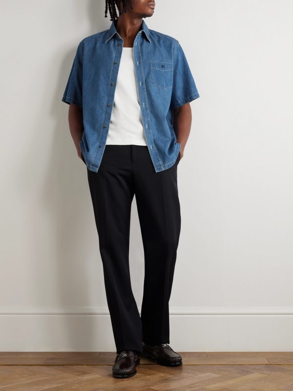 Logo-Embroidered Denim Shirt - OU