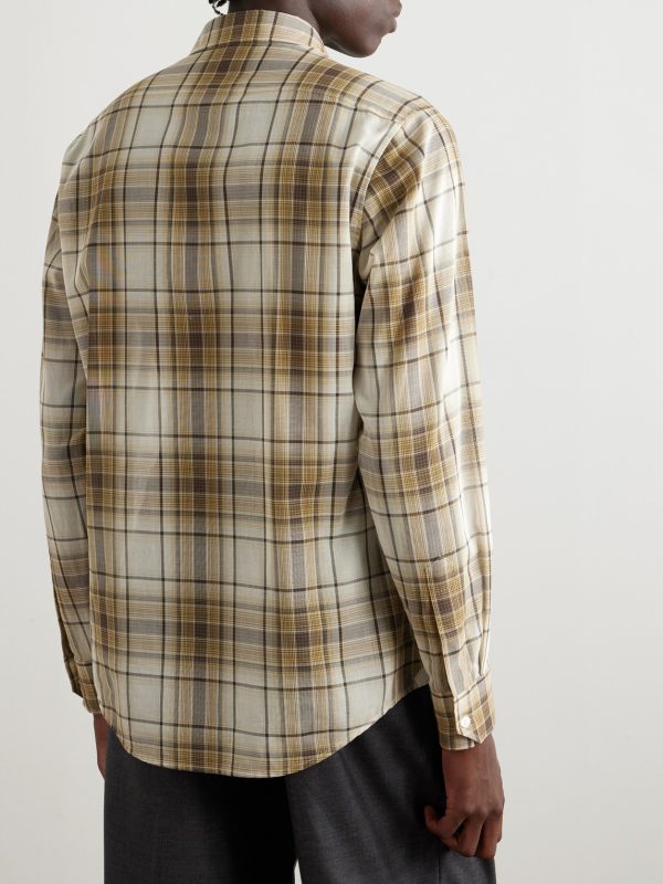 Logo-Embroidered Checked Cotton Shirt - BK Logo-Embroidered Checked Cotton Shirt - BK