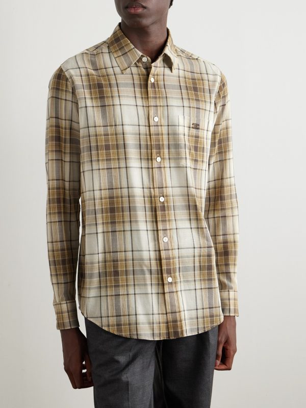 Logo-Embroidered Checked Cotton Shirt - FR Logo-Embroidered Checked Cotton Shirt - FR
