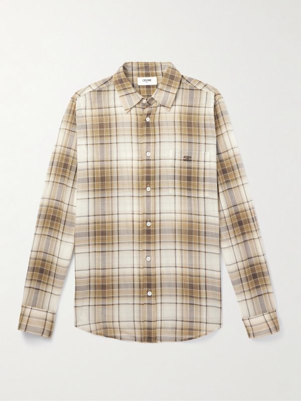 Logo-Embroidered Checked Cotton Shirt Logo-Embroidered Checked Cotton Shirt