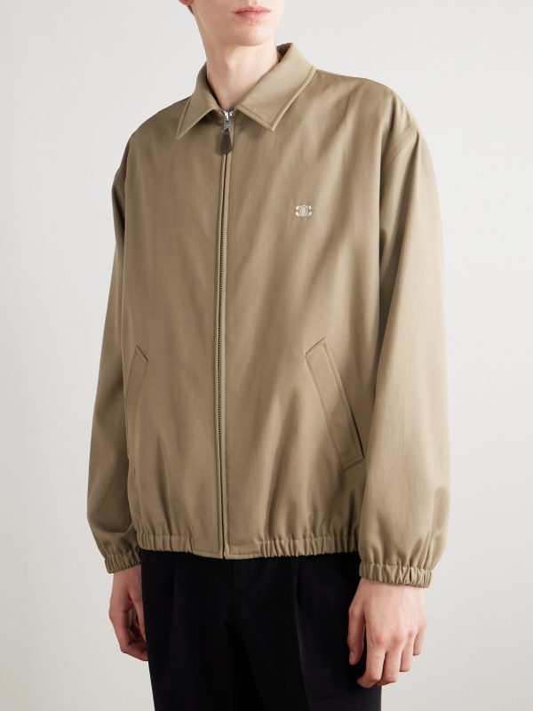 Logo-Embroidered Wool and Cotton-Blend Gabardine Blouson Jacket - FR Logo-Embroidered Wool and Cotton-Blend Gabardine Blouson Jacket - FR