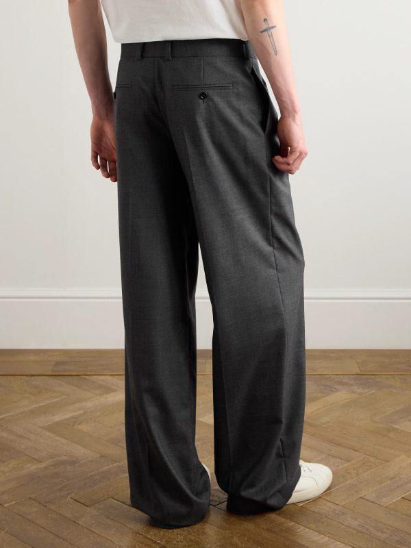 Wide-Leg Pleated Cashmere Trousers - BK
