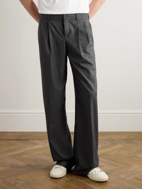 Wide-Leg Pleated Cashmere Trousers - FR