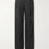 Wide-Leg Pleated Cashmere Trousers