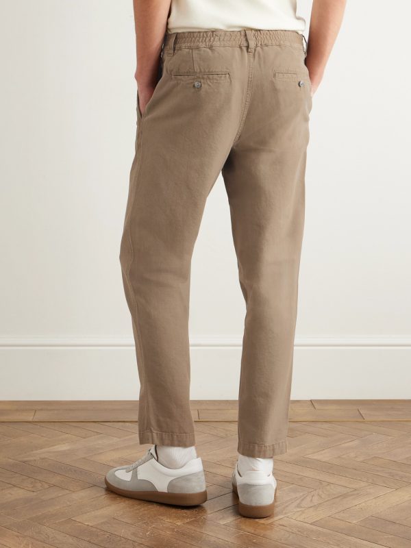 Daniel Tapered Pleated Organic Cotton-Canvas Trousers - BK Daniel Tapered Pleated Organic Cotton-Canvas Trousers - BK