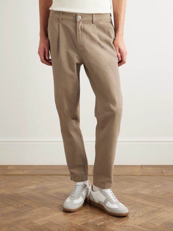 Daniel Tapered Pleated Organic Cotton-Canvas Trousers - FR Daniel Tapered Pleated Organic Cotton-Canvas Trousers - FR