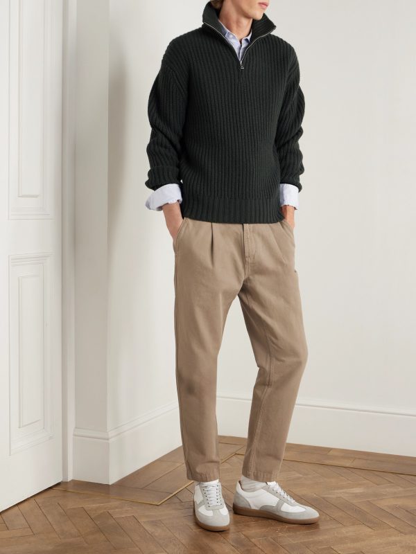 Daniel Tapered Pleated Organic Cotton-Canvas Trousers - OU Daniel Tapered Pleated Organic Cotton-Canvas Trousers - OU