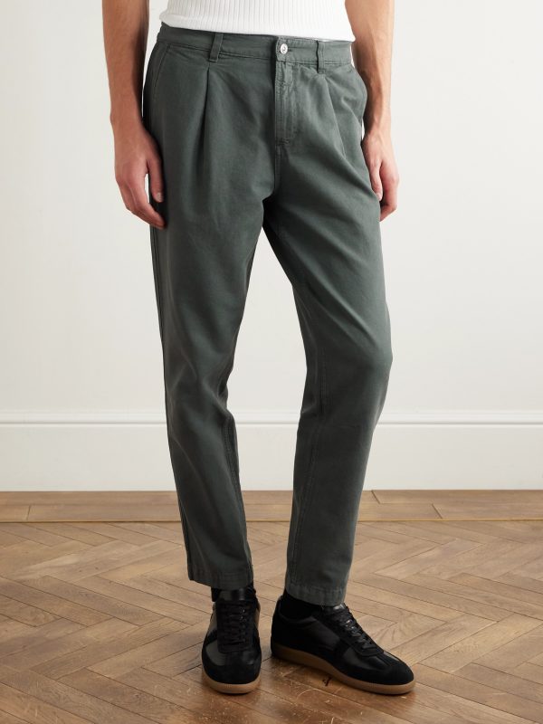 Daniel Tapered Pleated Organic Cotton-Canvas Trousers - FR Daniel Tapered Pleated Organic Cotton-Canvas Trousers - FR