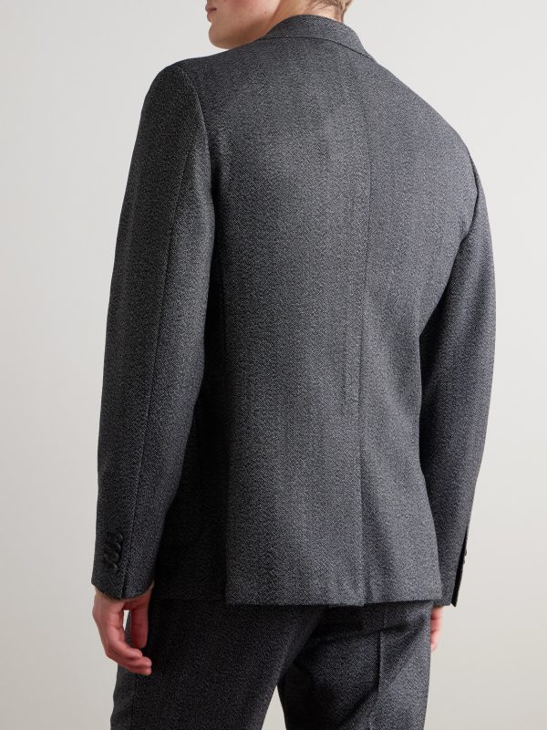 Herringbone Virgin Wool Suit Jacket - BK Herringbone Virgin Wool Suit Jacket - BK