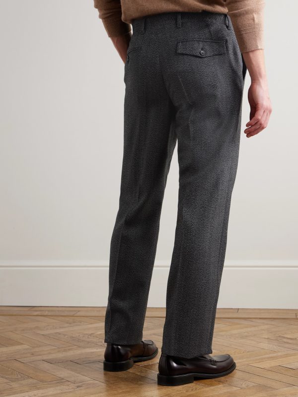 Straight-Leg Herringbone Virgin Wool Suit Trousers - BK Straight-Leg Herringbone Virgin Wool Suit Trousers - BK