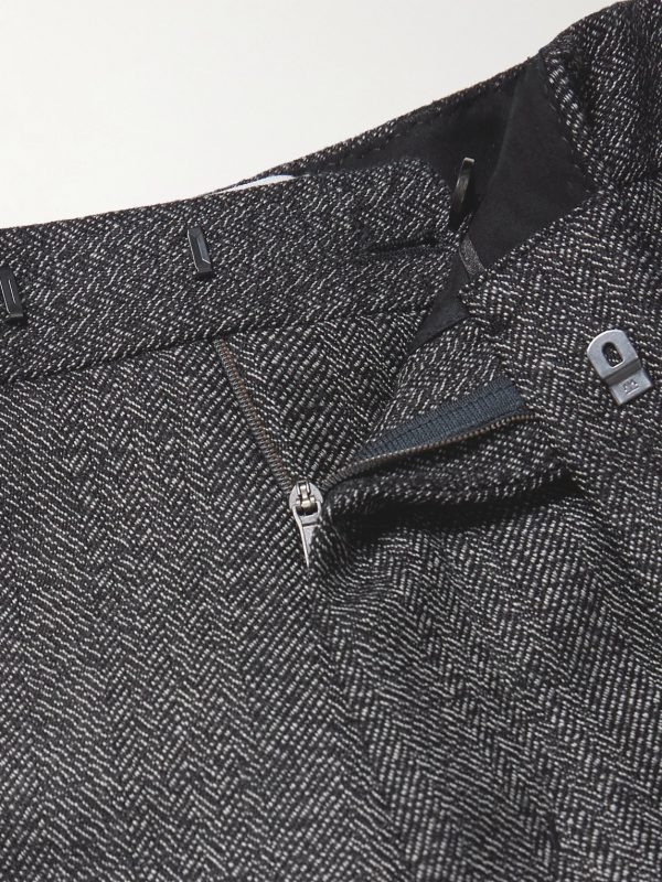 Straight-Leg Herringbone Virgin Wool Suit Trousers - E1 Straight-Leg Herringbone Virgin Wool Suit Trousers - E1