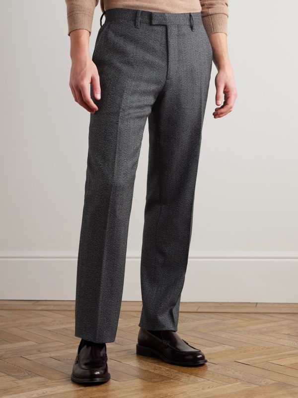 Straight-Leg Herringbone Virgin Wool Suit Trousers - FR Straight-Leg Herringbone Virgin Wool Suit Trousers - FR