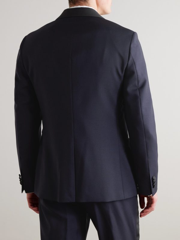 Shawl-Collar Satin-Trimmed Virgin Wool and Mohair-Blend Tuxedo Jacket - BK