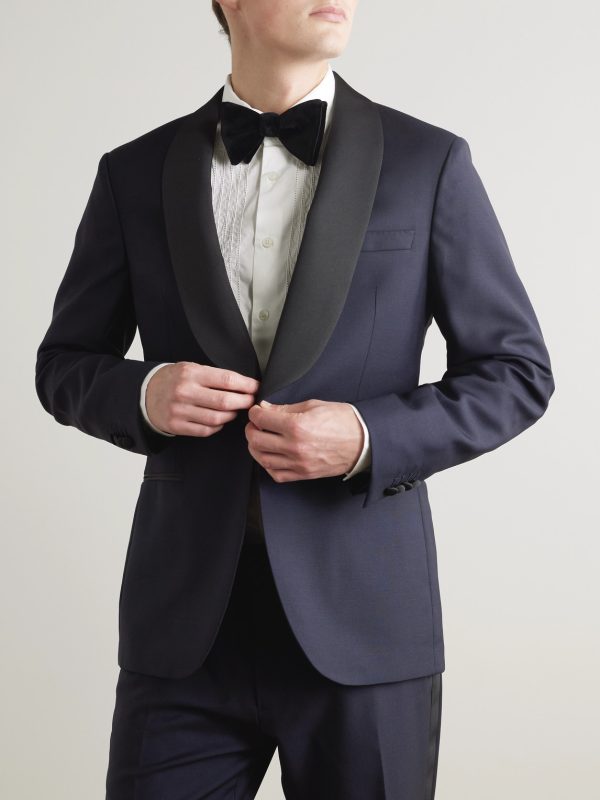 Shawl-Collar Satin-Trimmed Virgin Wool and Mohair-Blend Tuxedo Jacket - FR