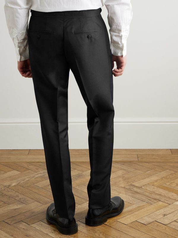 Mike Straight-Leg Wool, Mohair and Silk-Blend Twill Tuxedo Trousers - BK