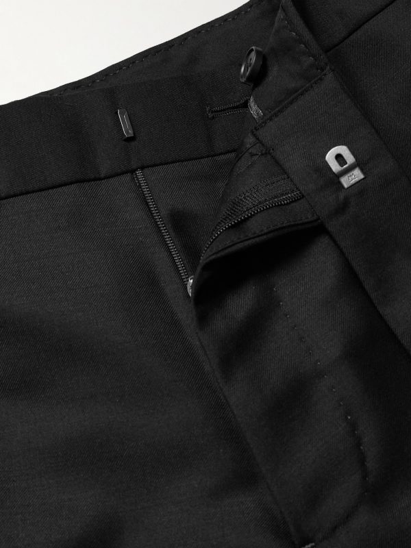 Mike Straight-Leg Wool, Mohair and Silk-Blend Twill Tuxedo Trousers - E1