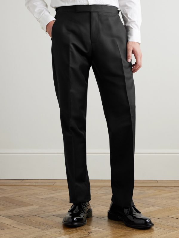 Mike Straight-Leg Wool, Mohair and Silk-Blend Twill Tuxedo Trousers - FR
