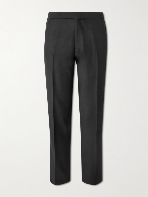 Mike Straight-Leg Wool, Mohair and Silk-Blend Twill Tuxedo Trousers
