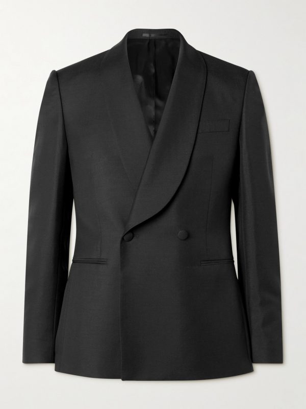 Slim-Fit Double-Breasted Shawl-Collar Wool, Mohair and Silk-Blend Tuxedo Jacket Slim-Fit Double-Breasted Shawl-Collar Wool, Mohair and Silk-Blend Tuxedo Jacket