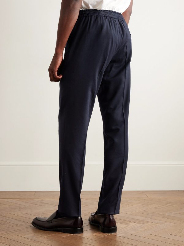 James Tapered Brushed Super 150s Wool-Twill Drawstring Trousers - BK James Tapered Brushed Super 150s Wool-Twill Drawstring Trousers - BK