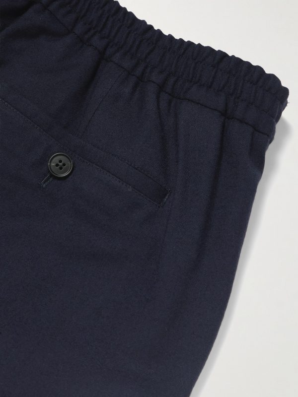 James Tapered Brushed Super 150s Wool-Twill Drawstring Trousers - CU James Tapered Brushed Super 150s Wool-Twill Drawstring Trousers - CU