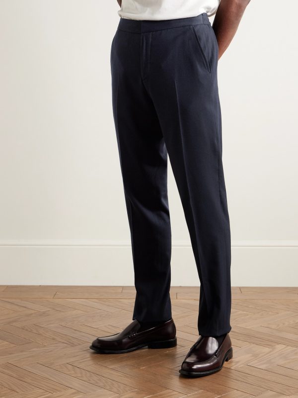 James Tapered Brushed Super 150s Wool-Twill Drawstring Trousers - FR James Tapered Brushed Super 150s Wool-Twill Drawstring Trousers - FR