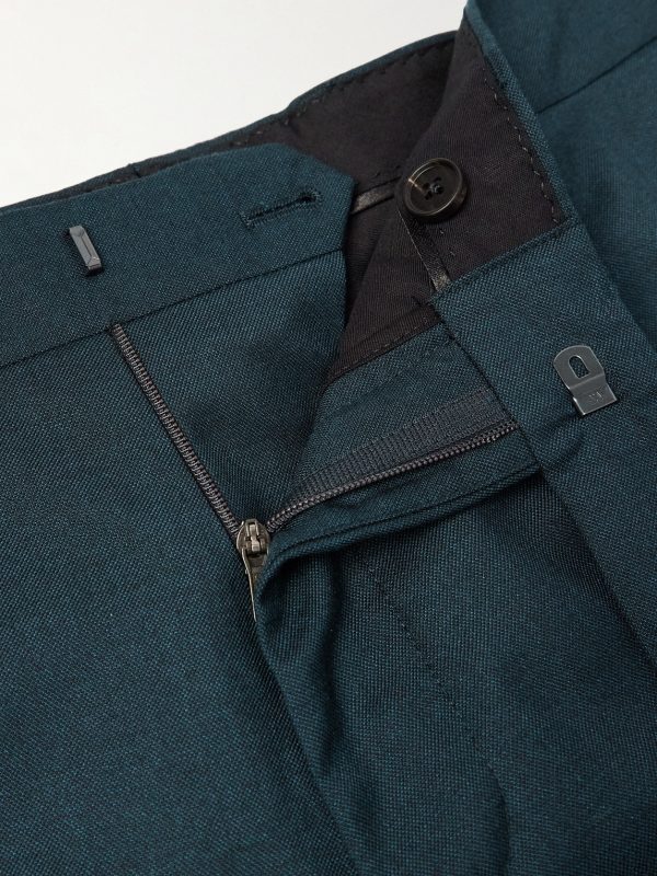 Slim-Leg Wool and Silk-Blend Suit Trousers - E1