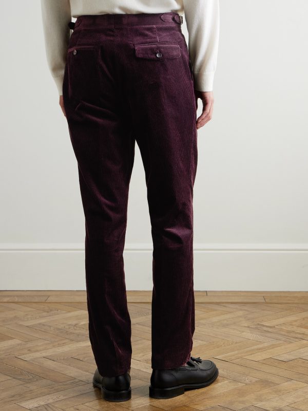 Slim-Fit Straight-Leg Cotton and Cashmere-Blend Corduroy Tuxedo Trousers - BK Slim-Fit Straight-Leg Cotton and Cashmere-Blend Corduroy Tuxedo Trousers - BK
