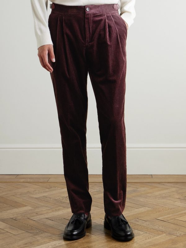 Slim-Fit Straight-Leg Cotton and Cashmere-Blend Corduroy Tuxedo Trousers - FR Slim-Fit Straight-Leg Cotton and Cashmere-Blend Corduroy Tuxedo Trousers - FR
