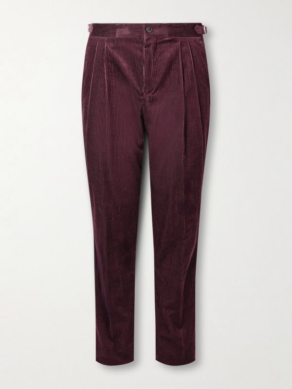 Slim-Fit Straight-Leg Cotton and Cashmere-Blend Corduroy Tuxedo Trousers Slim-Fit Straight-Leg Cotton and Cashmere-Blend Corduroy Tuxedo Trousers