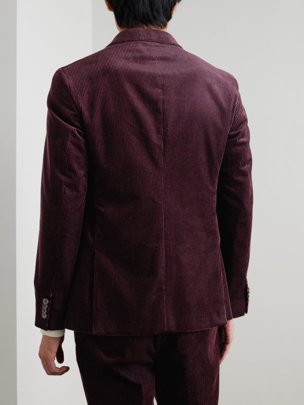 Slim-Fit Double-Breasted Cotton and Cashmere-Blend Corduroy Tuxedo Jacket - BK Slim-Fit Double-Breasted Cotton and Cashmere-Blend Corduroy Tuxedo Jacket - BK
