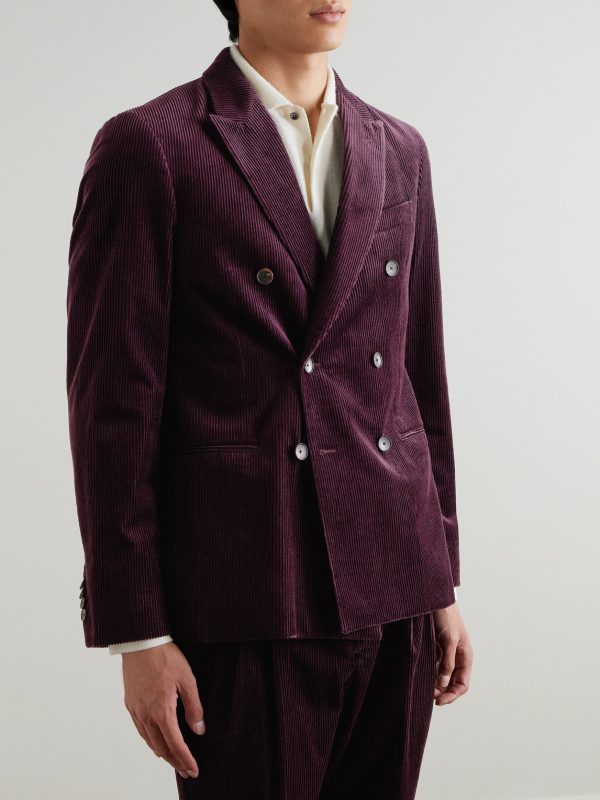 Slim-Fit Double-Breasted Cotton and Cashmere-Blend Corduroy Tuxedo Jacket - FR Slim-Fit Double-Breasted Cotton and Cashmere-Blend Corduroy Tuxedo Jacket - FR