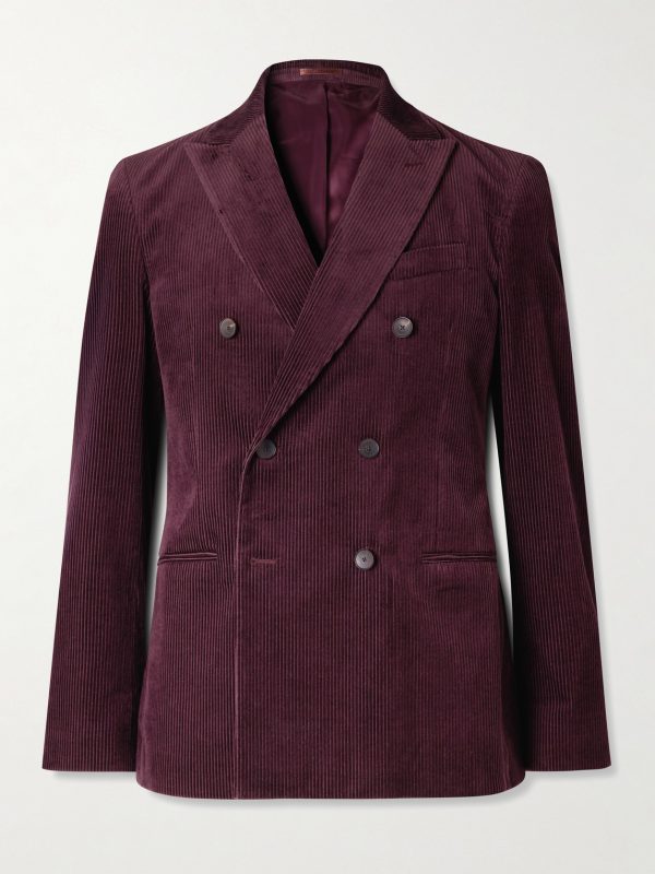 Slim-Fit Double-Breasted Cotton and Cashmere-Blend Corduroy Tuxedo Jacket Slim-Fit Double-Breasted Cotton and Cashmere-Blend Corduroy Tuxedo Jacket