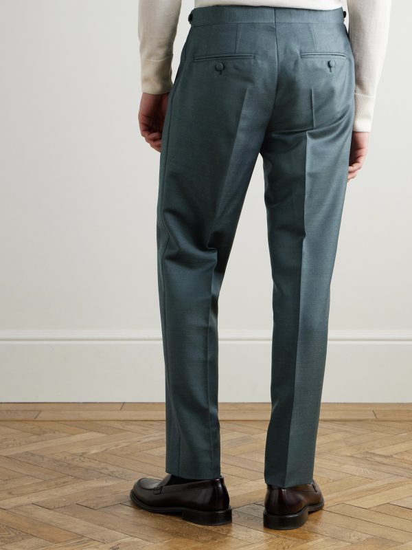 Mike Straight-Leg Wool, Mohair and Silk-Blend Twill Tuxedo Trousers - BK Mike Straight-Leg Wool, Mohair and Silk-Blend Twill Tuxedo Trousers - BK