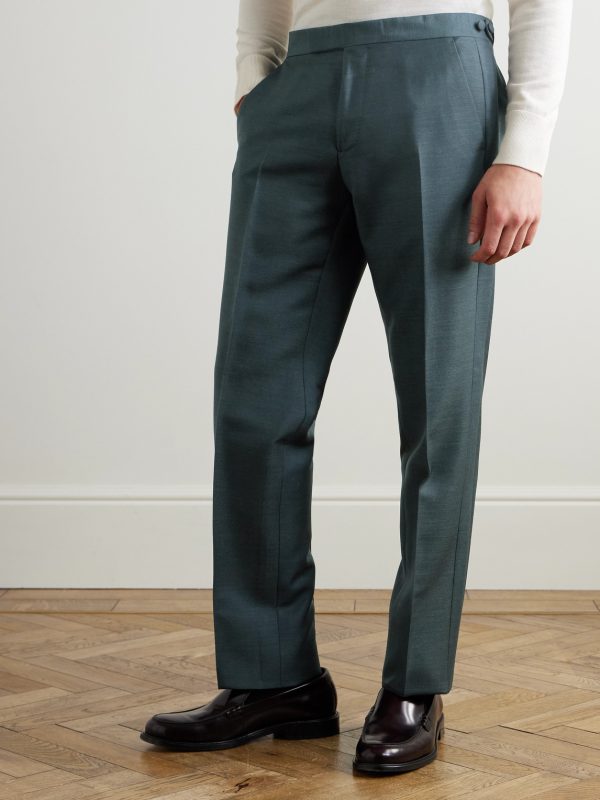 Mike Straight-Leg Wool, Mohair and Silk-Blend Twill Tuxedo Trousers - FR Mike Straight-Leg Wool, Mohair and Silk-Blend Twill Tuxedo Trousers - FR