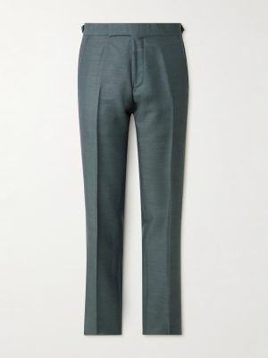Mike Straight-Leg Wool, Mohair and Silk-Blend Twill Tuxedo Trousers Mike Straight-Leg Wool, Mohair and Silk-Blend Twill Tuxedo Trousers