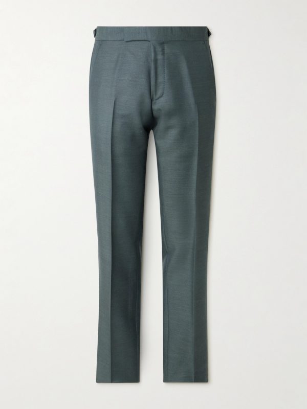Mike Straight-Leg Wool, Mohair and Silk-Blend Twill Tuxedo Trousers Mike Straight-Leg Wool, Mohair and Silk-Blend Twill Tuxedo Trousers
