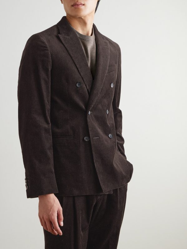 Slim-Fit Double-Breasted Cotton and Cashmere-Blend Corduroy Tuxedo Jacket - FR Slim-Fit Double-Breasted Cotton and Cashmere-Blend Corduroy Tuxedo Jacket - FR