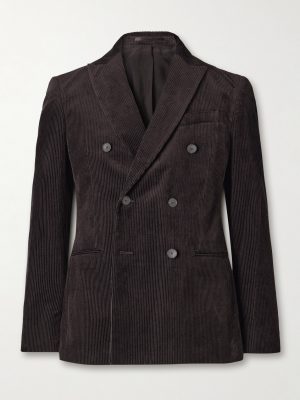 Slim-Fit Double-Breasted Cotton and Cashmere-Blend Corduroy Tuxedo Jacket Slim-Fit Double-Breasted Cotton and Cashmere-Blend Corduroy Tuxedo Jacket