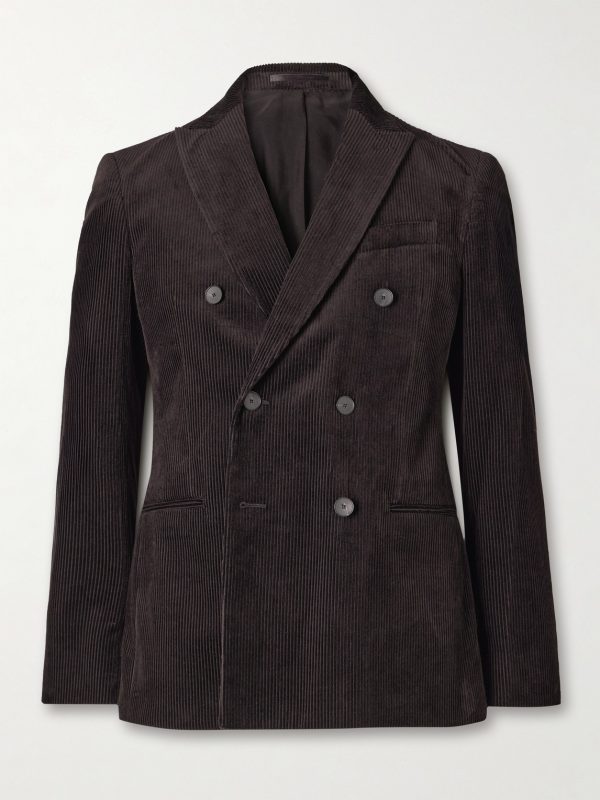 Slim-Fit Double-Breasted Cotton and Cashmere-Blend Corduroy Tuxedo Jacket Slim-Fit Double-Breasted Cotton and Cashmere-Blend Corduroy Tuxedo Jacket