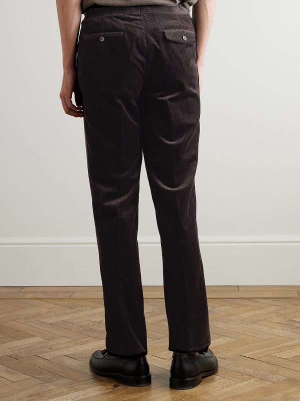 Tapered Cotton and Cashmere-Blend Corduroy Tuxedo Trousers - BK Tapered Cotton and Cashmere-Blend Corduroy Tuxedo Trousers - BK