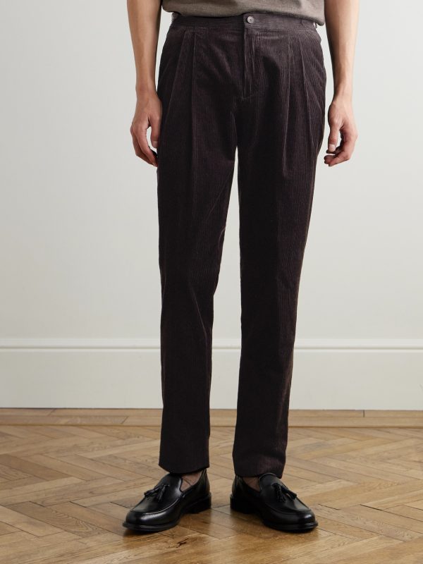 Tapered Cotton and Cashmere-Blend Corduroy Tuxedo Trousers - FR Tapered Cotton and Cashmere-Blend Corduroy Tuxedo Trousers - FR