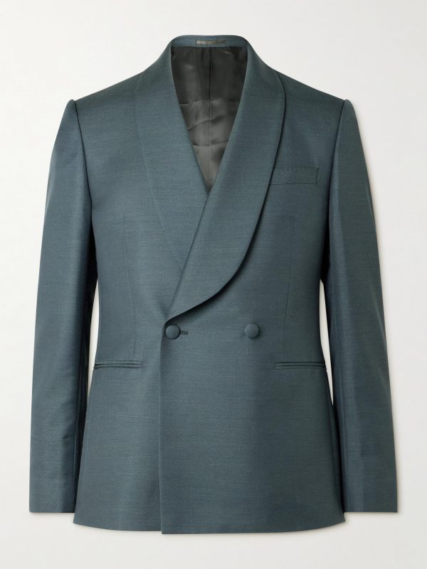 Slim-Fit Double-Breasted Shawl-Lapel Wool, Mohair and Silk-Blend Twill Tuxedo Jacket Slim-Fit Double-Breasted Shawl-Lapel Wool, Mohair and Silk-Blend Twill Tuxedo Jacket