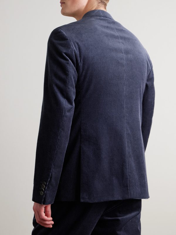 Slim-Fit Double-Breasted Cotton and Cashmere-Blend Corduroy Tuxedo Jacket - BK Slim-Fit Double-Breasted Cotton and Cashmere-Blend Corduroy Tuxedo Jacket - BK
